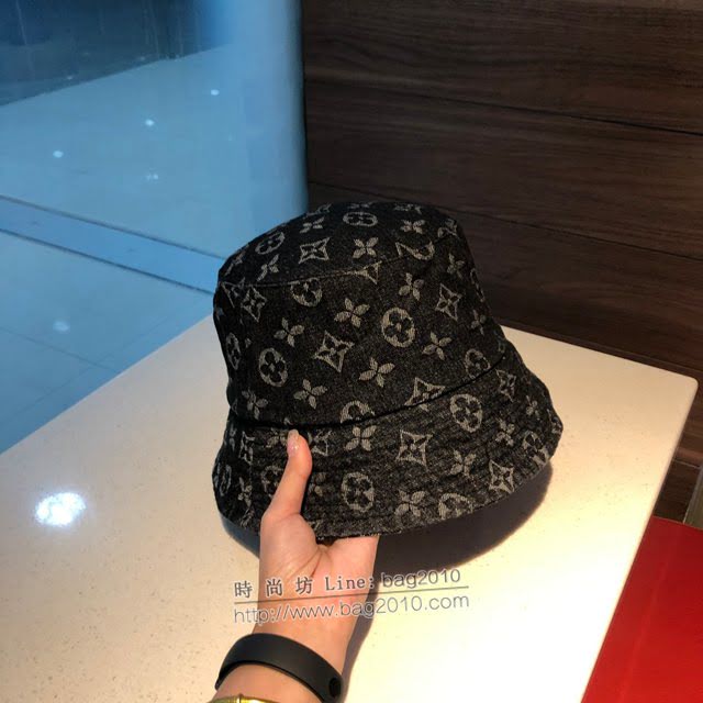 LV男女同款帽子 路易威登牛仔布印花漁夫帽遮陽帽  mm1082